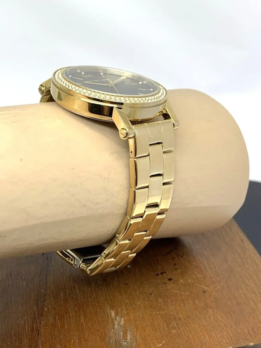 Michael Kors Women's Watch MK7547 Corey Quartz Black Dial Gold Tone Steel 38mm